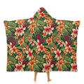 Vintage Hawaiian Floral Kids Hooded Blanket 100cm x 130cm white 40"×50" Kids Hooded Blanket Plants Printed Offshore