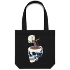 Coffee Skull - Canvas Tote Bag Black One Size Tote Bag Printed In Australia
