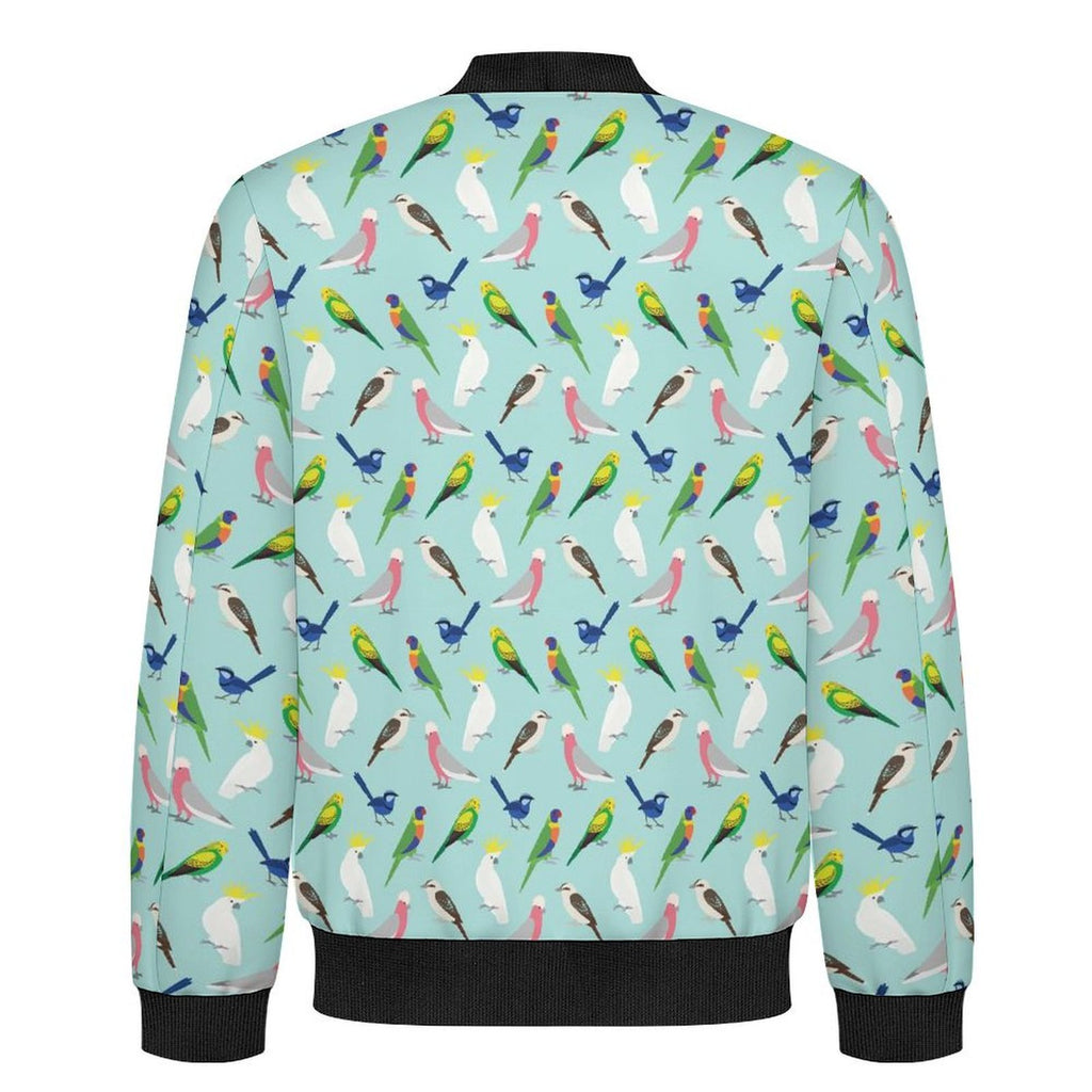 Australian Birds Men's Casual Zip‑Up Bomber Jacket