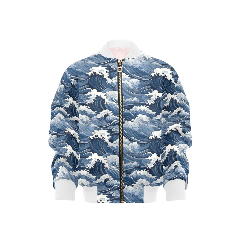 Japanese Waves Kids Bomber Jacket