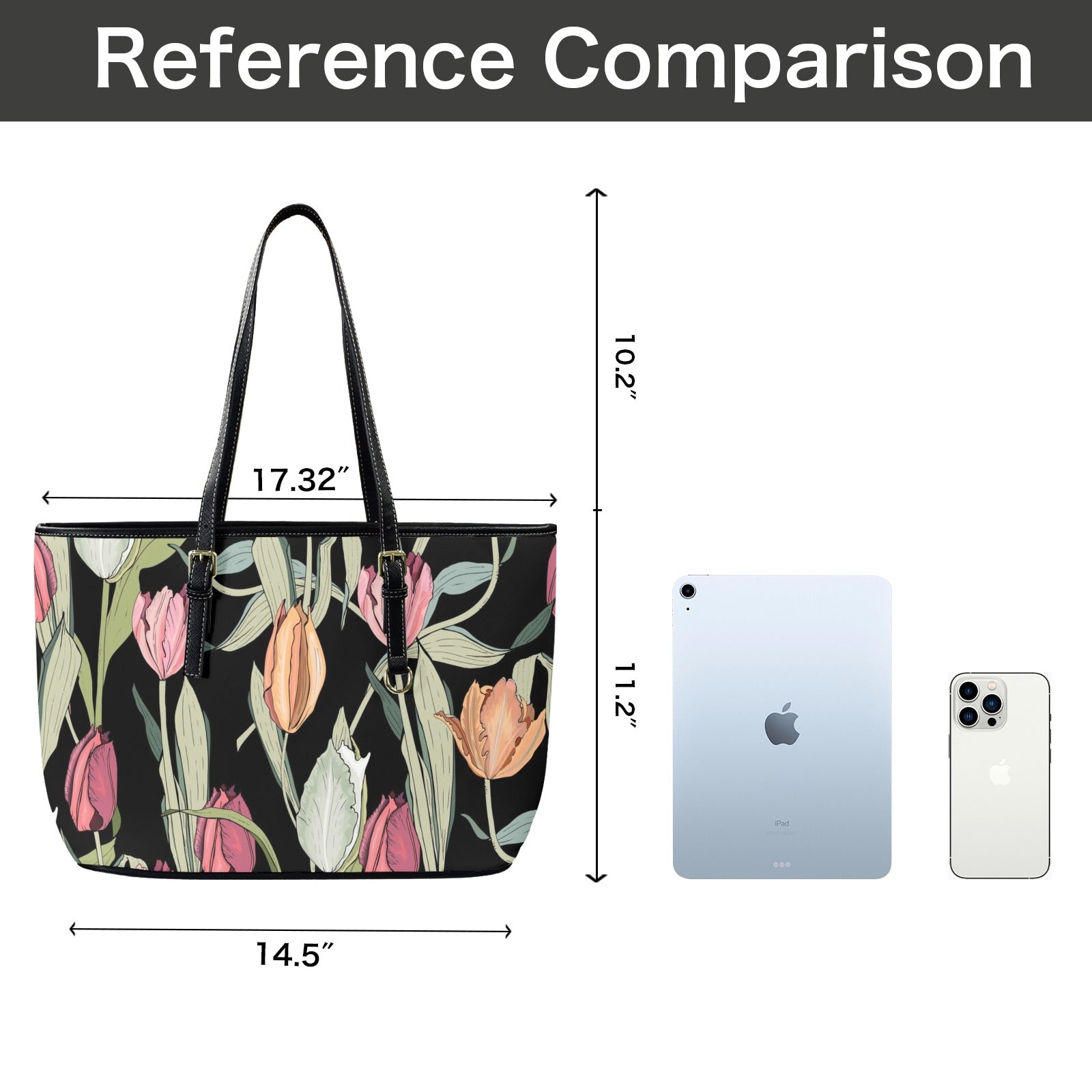 Tulips - Leather Tote Bag-Large