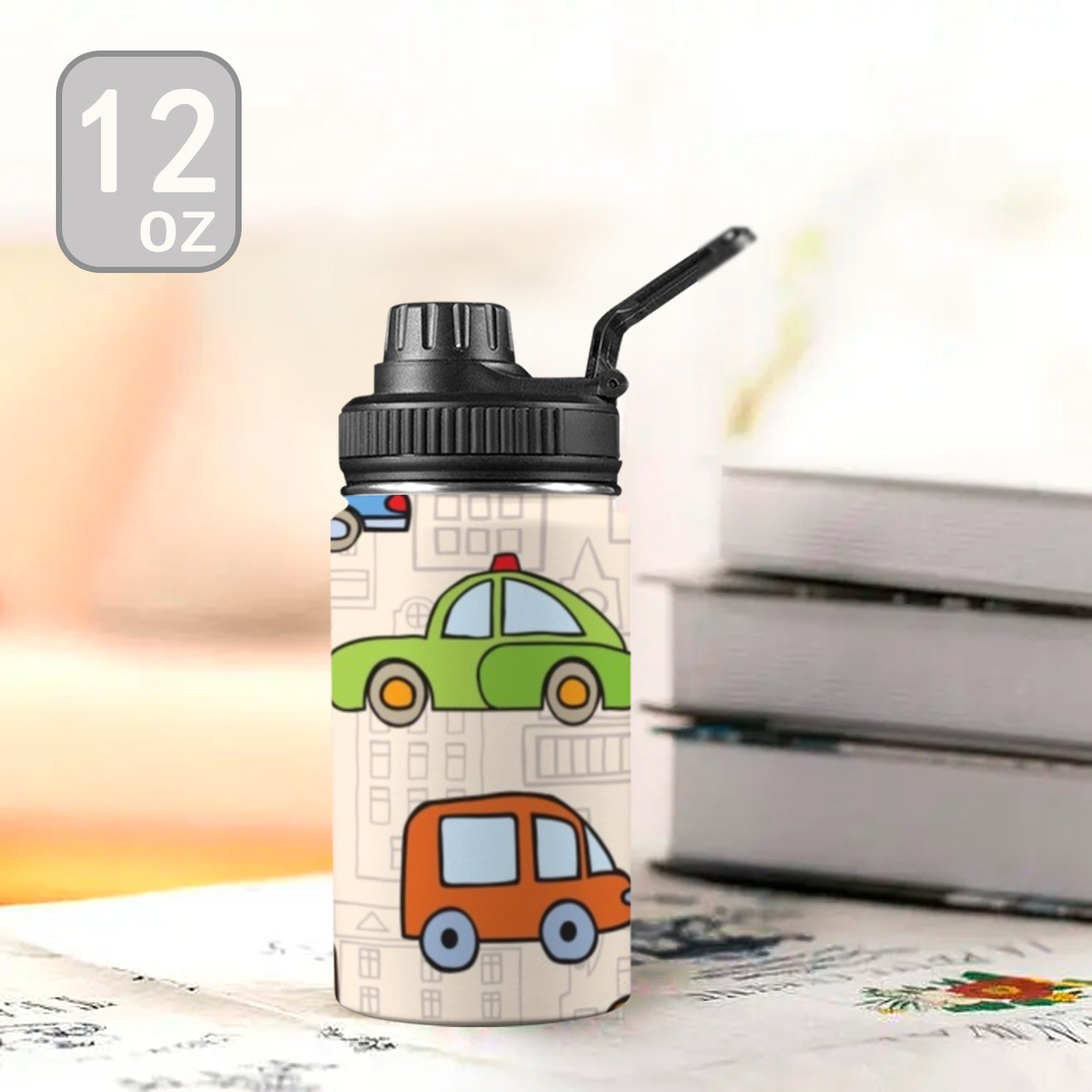 Kids Cars - Kids Water Bottle with Chug Lid (12 oz) Kids Water Bottle with Chug Lid Printed Offshore