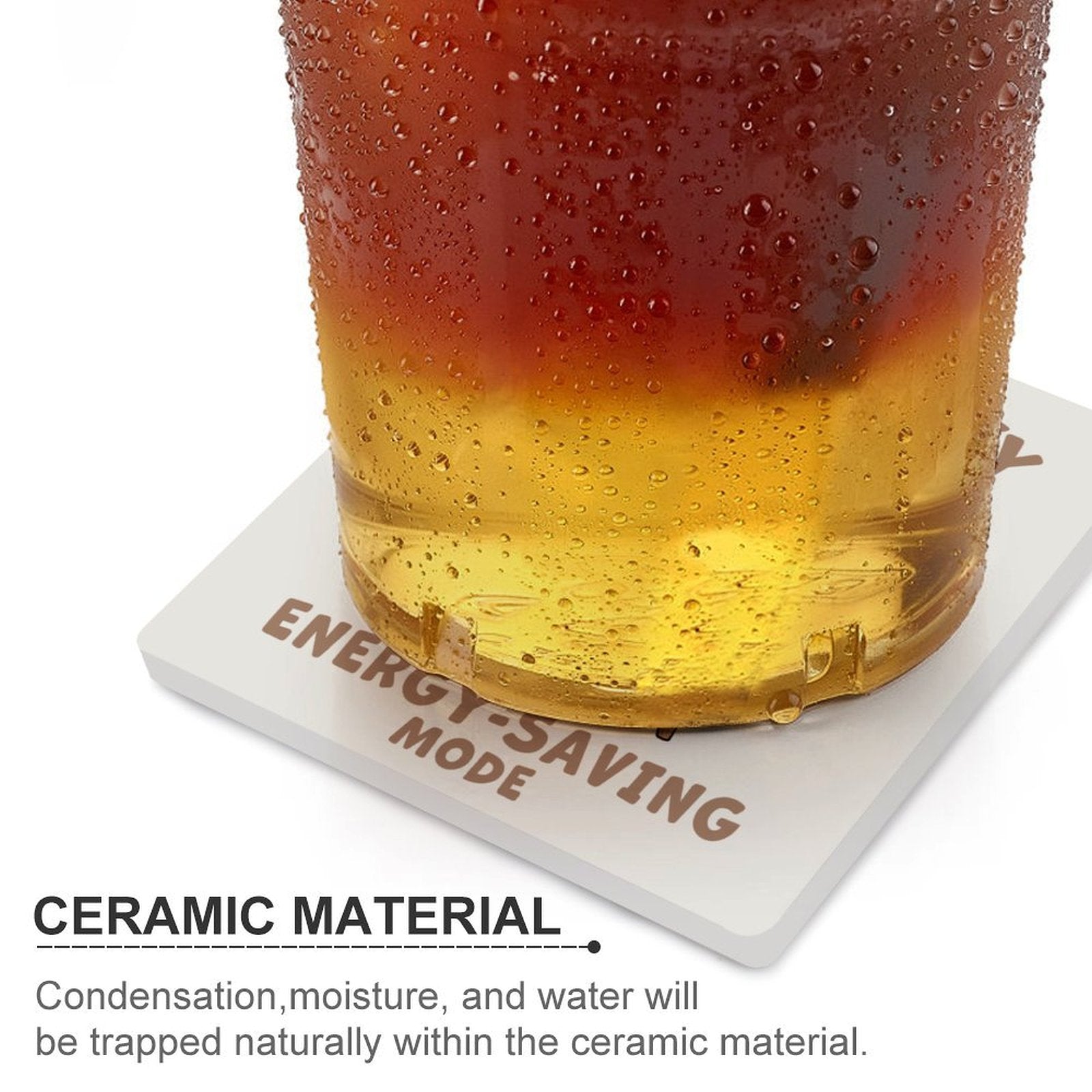 Cat Energy Saving Mode - Ceramic Coasters (Square) Ceramic Coasters animal Printed Offshore