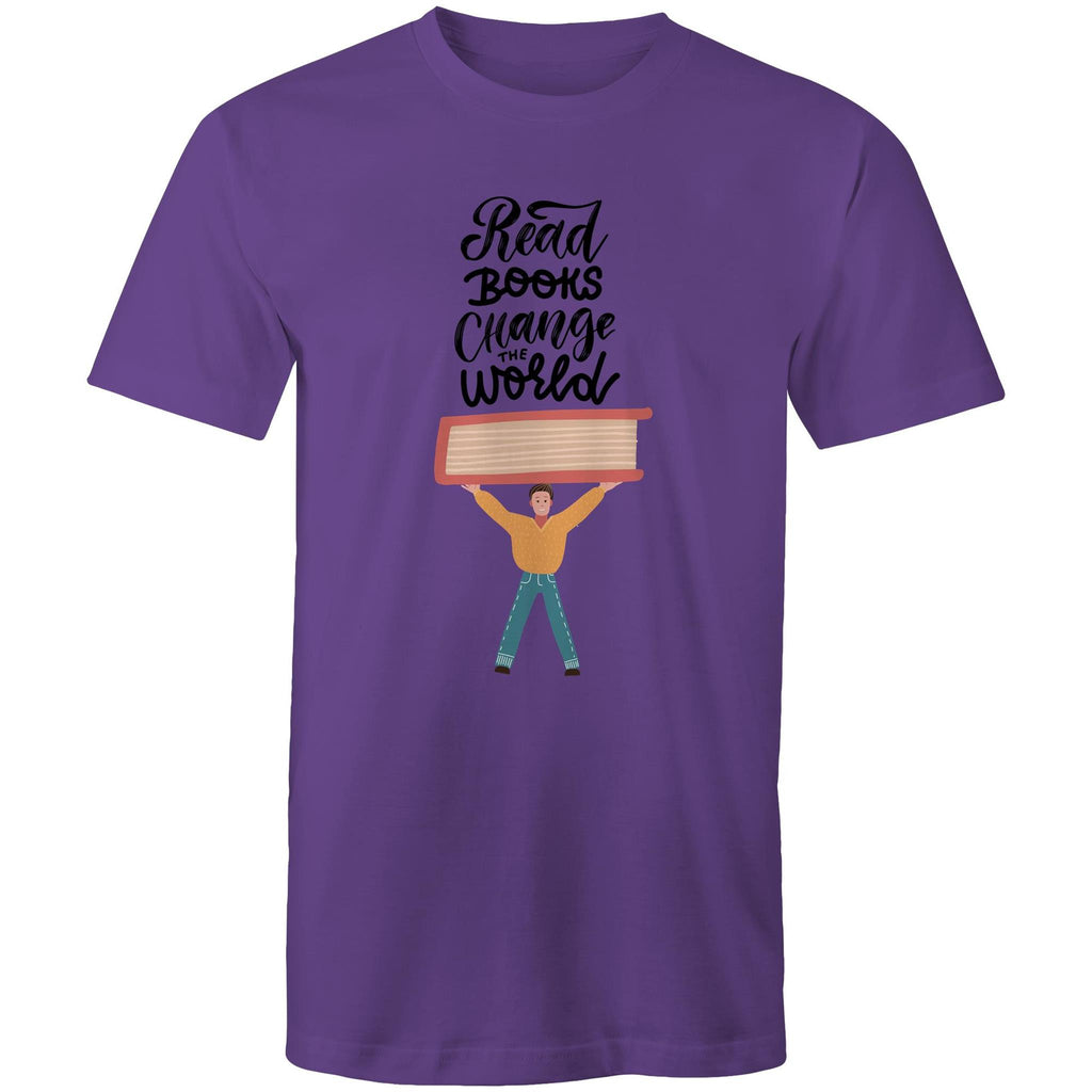 Read Books, Change The World - Mens T-Shirt Purple Mens T-shirt Printed In Australia Reading