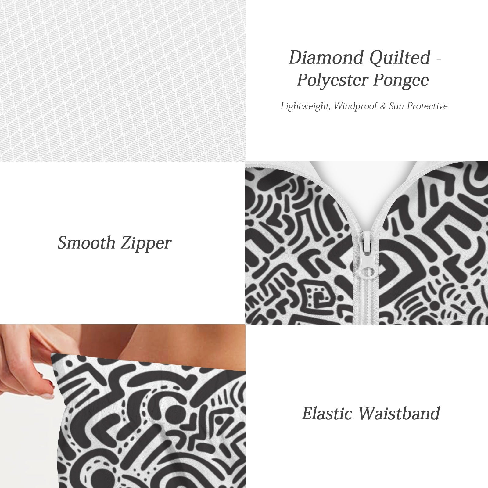 Black And White Women's Windbreaker Short Set Women's Windbreaker Short Set Printed Offshore