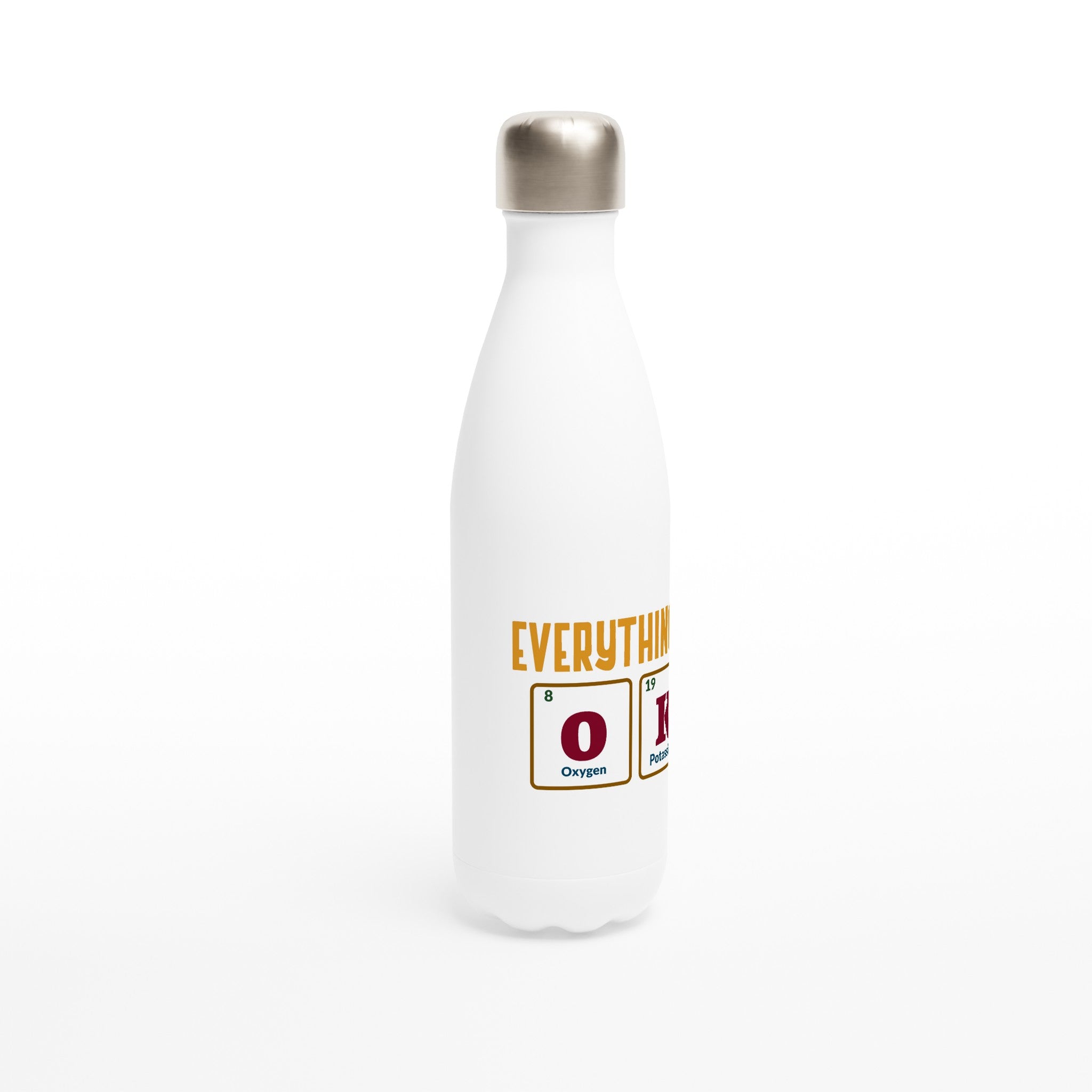 Everything Is OK, Periodic Table - White 17oz Stainless Steel Water Bottle White Water Bottle Globally Fulfilled Science