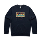 Best Pa Ever, Cassette Tape - AS Colour Stencil Crew Navy Sweatshirt Dad Music Printed In Australia