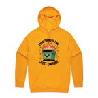 Skip Bin, Dumpster Fire Men's AS Colour Hoodie Gold Mens Hoodie Printed In Australia