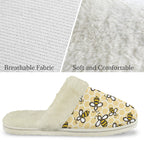 Bees Women's Fur Trim Thick-Sole Indoor Slippers Women's Fur Trimmed Slippers animal Printed Offshore