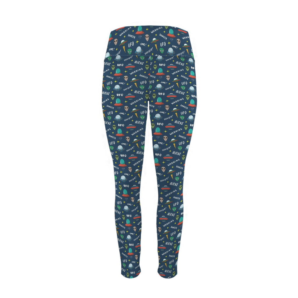 UFO's And Aliens Women's High Waist Pockets Yoga Leggings Women's High Waist Pockets Yoga Leggings Printed Offshore Sci Fi