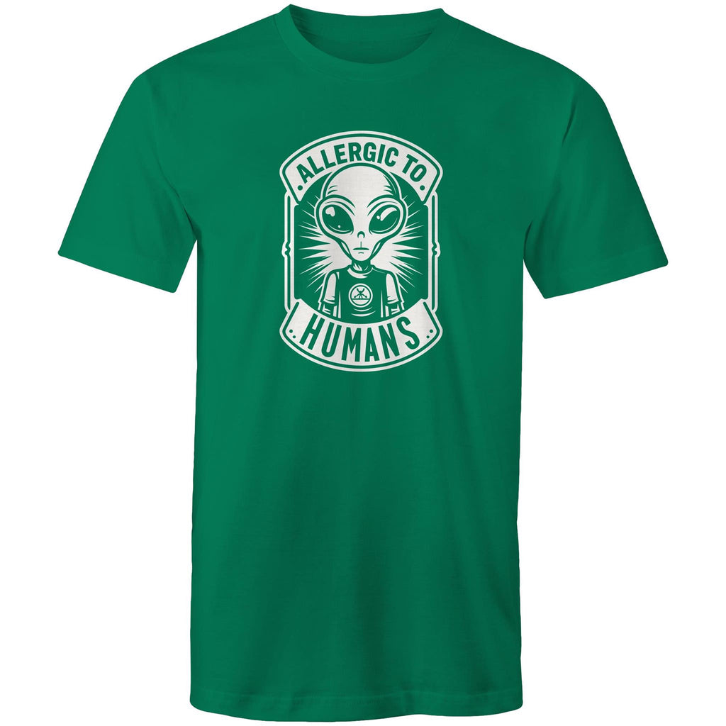Alien, Allergic To Humans - Mens T-Shirt Kelly Green Mens T-shirt Printed In Australia Sci Fi