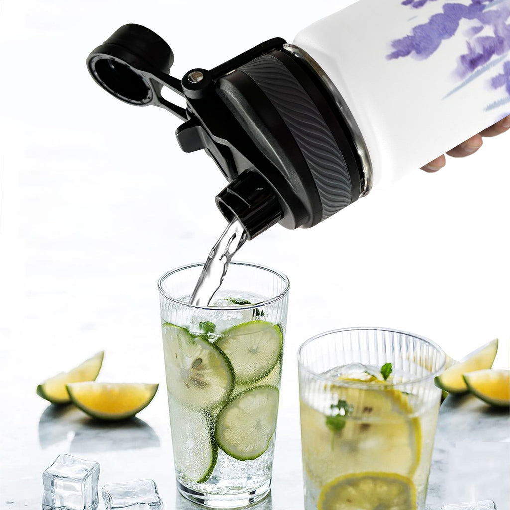 Lavender - Insulated Water Bottle with Dual-Use Lid (18oz) Insulated Water Bottle with Dual-Use Lid (18oz) Plants Printed Offshore