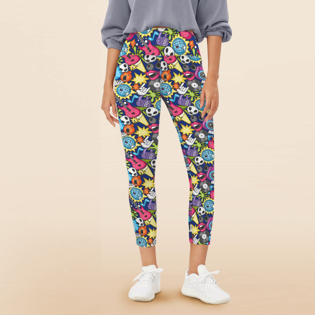 Sticker Music - Women's High Waist Pockets Yoga Leggings