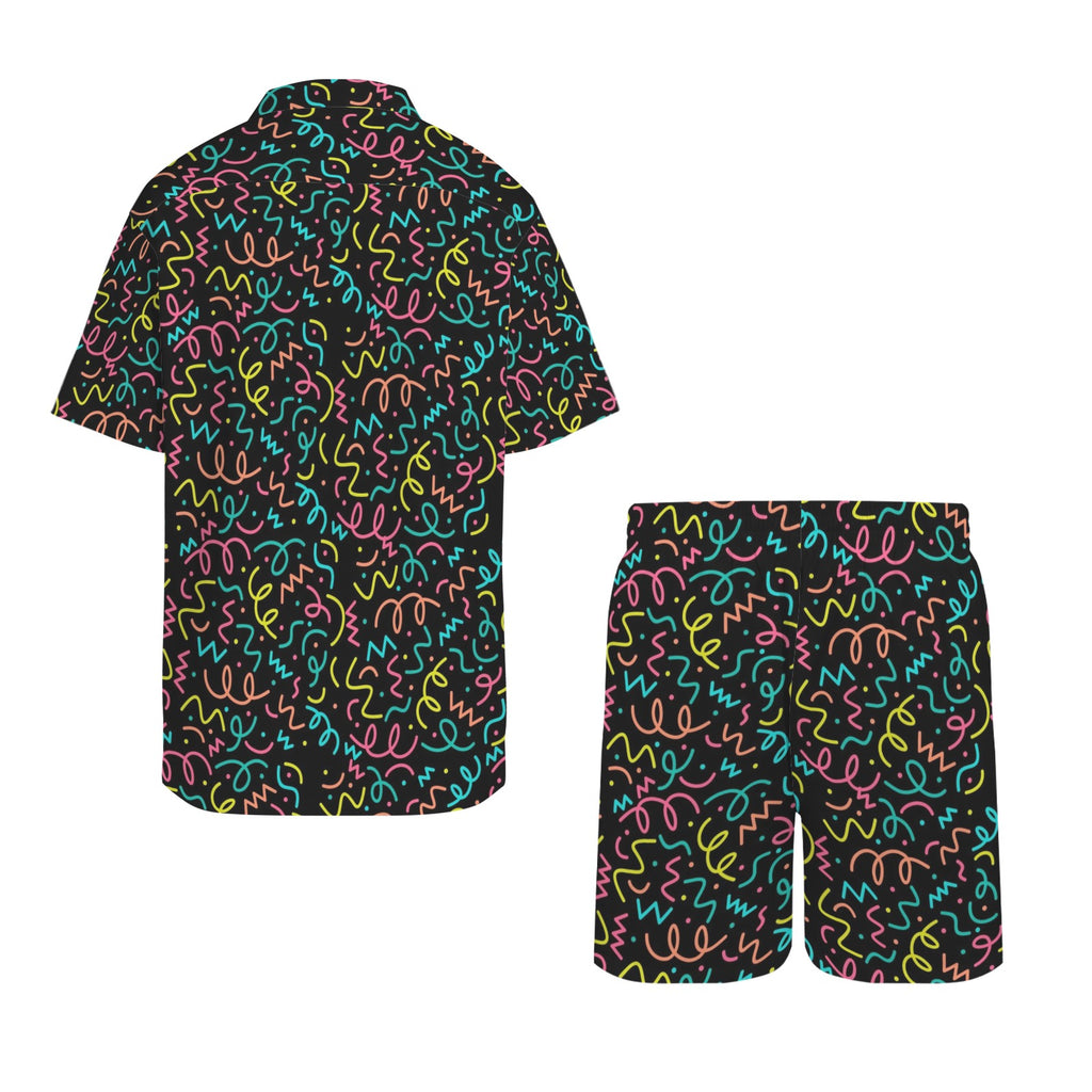 Squiggle Time Men's Hawaiian Shirt & Shorts Set Men's Hawaiian Shirt & Shorts Set Printed Offshore