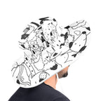 Black And White Dogs - Wide Brim Bucket Hat Wide Brim Bucket Hat animal Printed Offshore