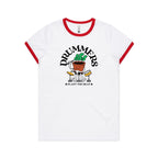 Drummers Plant The Beat - Women's Ringer Tee White Red Womens Ringer T-shirt Music Printed In Australia