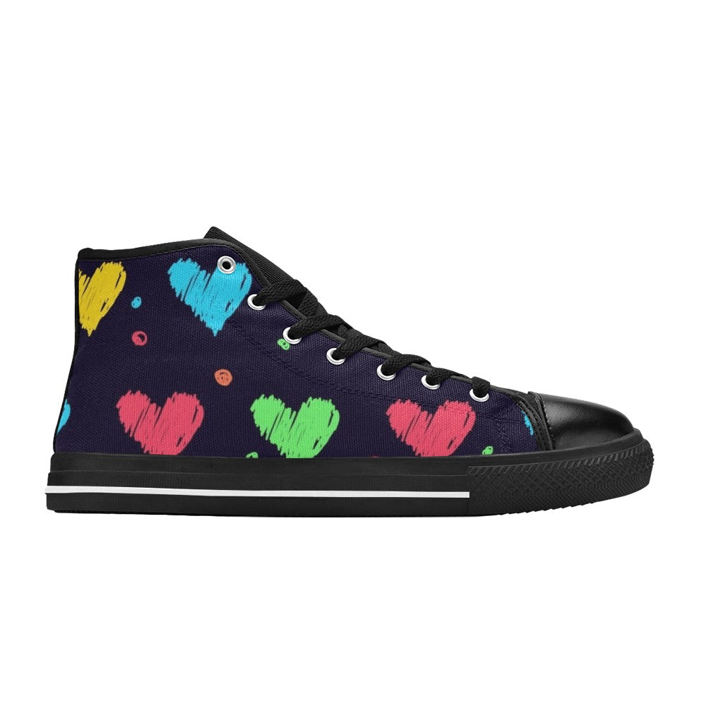 Colourful Hearts - Kids' High Top Canvas Shoes Kids High Top Canvas Shoes Love Printed Offshore
