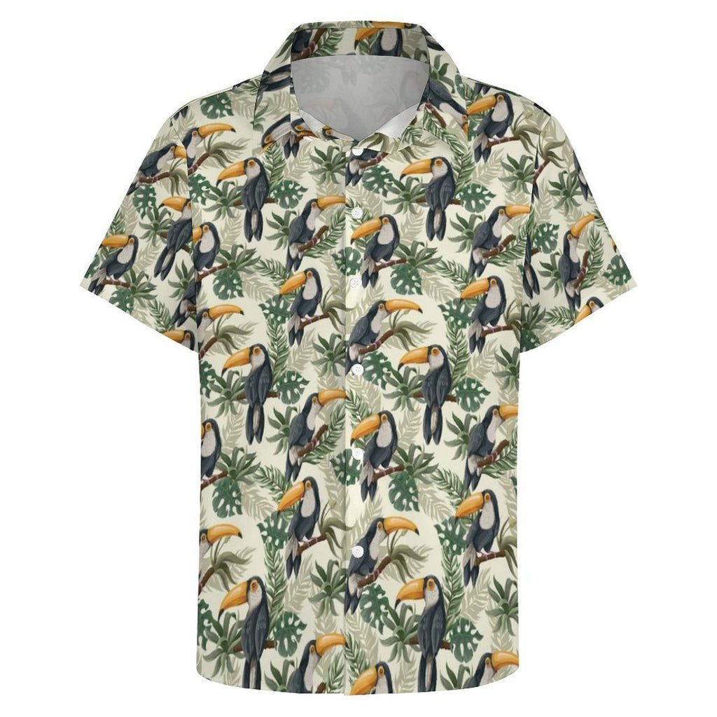 Toucan Jungle Women's Collared Pocketless Short Sleeve Shirt