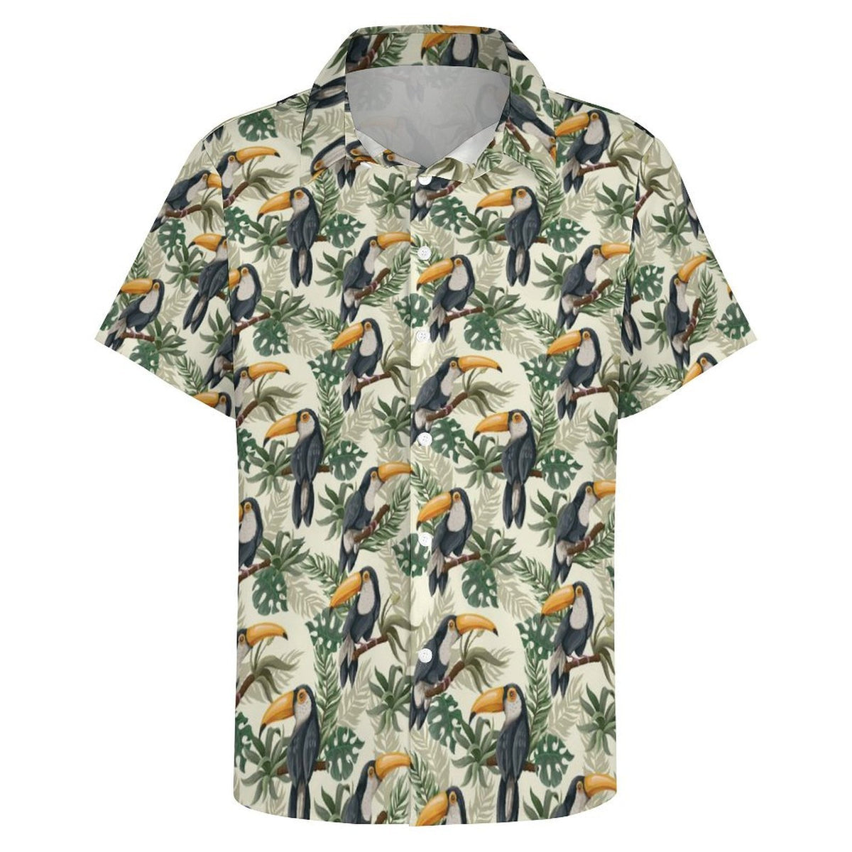 Toucan Jungle Women's Collared Pocketless Short Sleeve Shirt