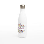 Flower Frame Name - White 17oz Stainless Steel Water Bottle Personalised Water Bottle customise Globally Fulfilled Name personalise