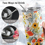 Fun Floral - 20oz Tall Skinny Tumbler with Lid and Straw