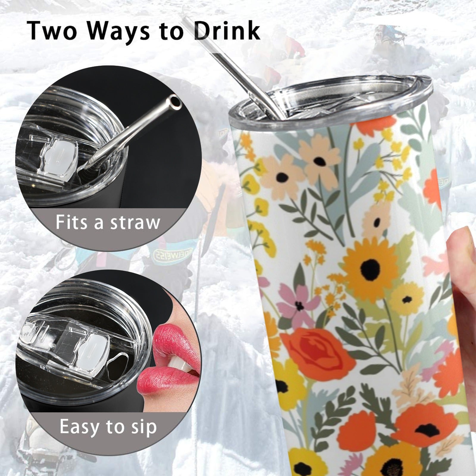 Fun Floral - 20oz Tall Skinny Tumbler with Lid and Straw