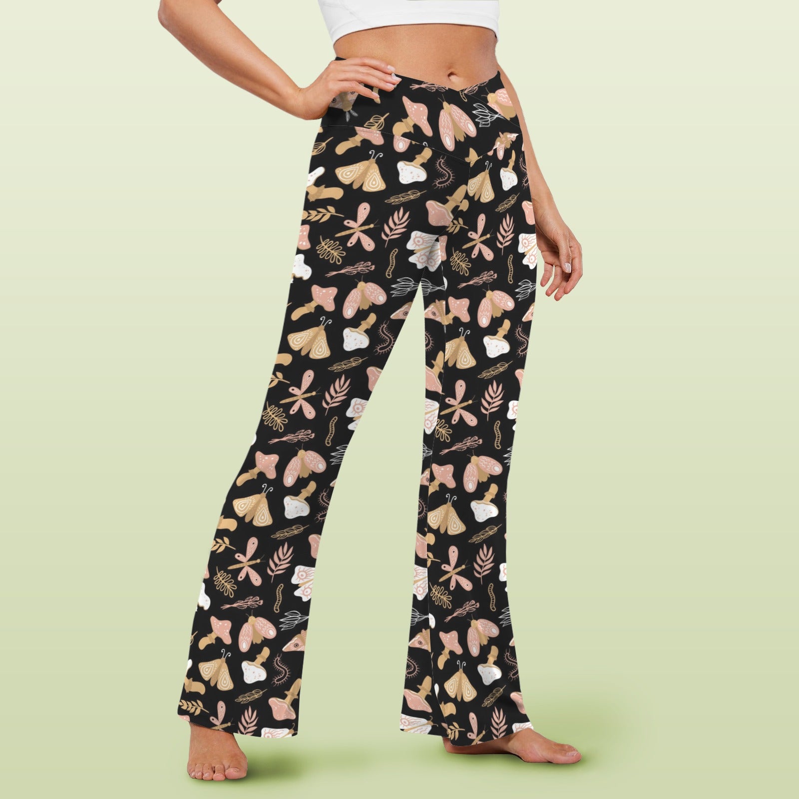 Magic Moth High Waist Crossover Tummy Control Flare Leggings High Waist Flare Leggings Printed Offshore