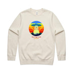 Mornings Need Coffee, UFO - AS Colour Stencil Crew Ecru Sweatshirt Coffee Printed In Australia Sci Fi