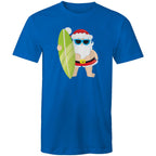 Surfing Santa - Mens T-Shirt Bright Royal Mens Christmas T-shirt Christmas Printed In Australia