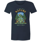 Be One With Nature, Skeletons - Womens T-shirt Navy Womens T-shirt Environment Printed In Australia