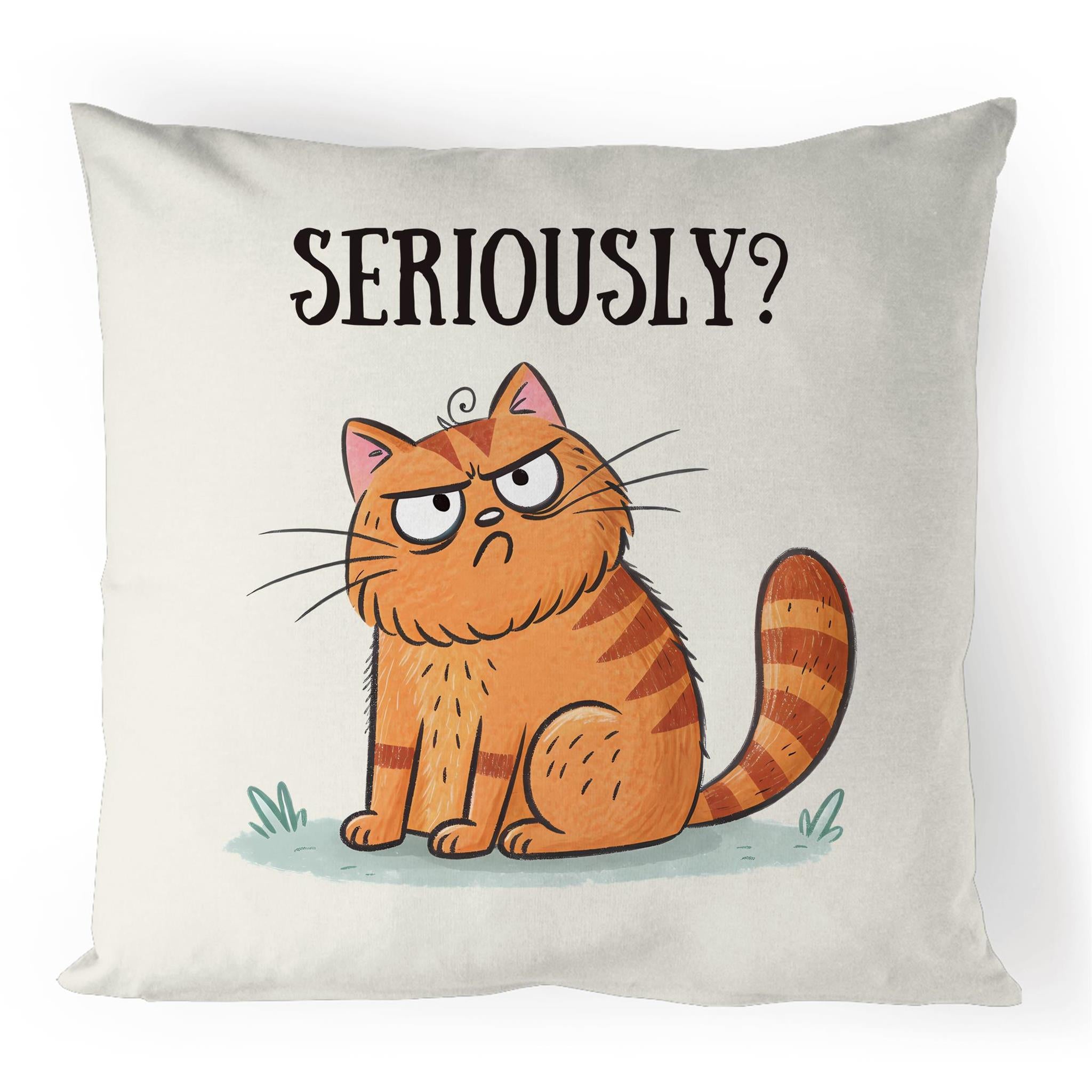 Seriously Cat - 100% Linen Cushion Cover Default Title Linen Cushion Covers animal Printed In Australia