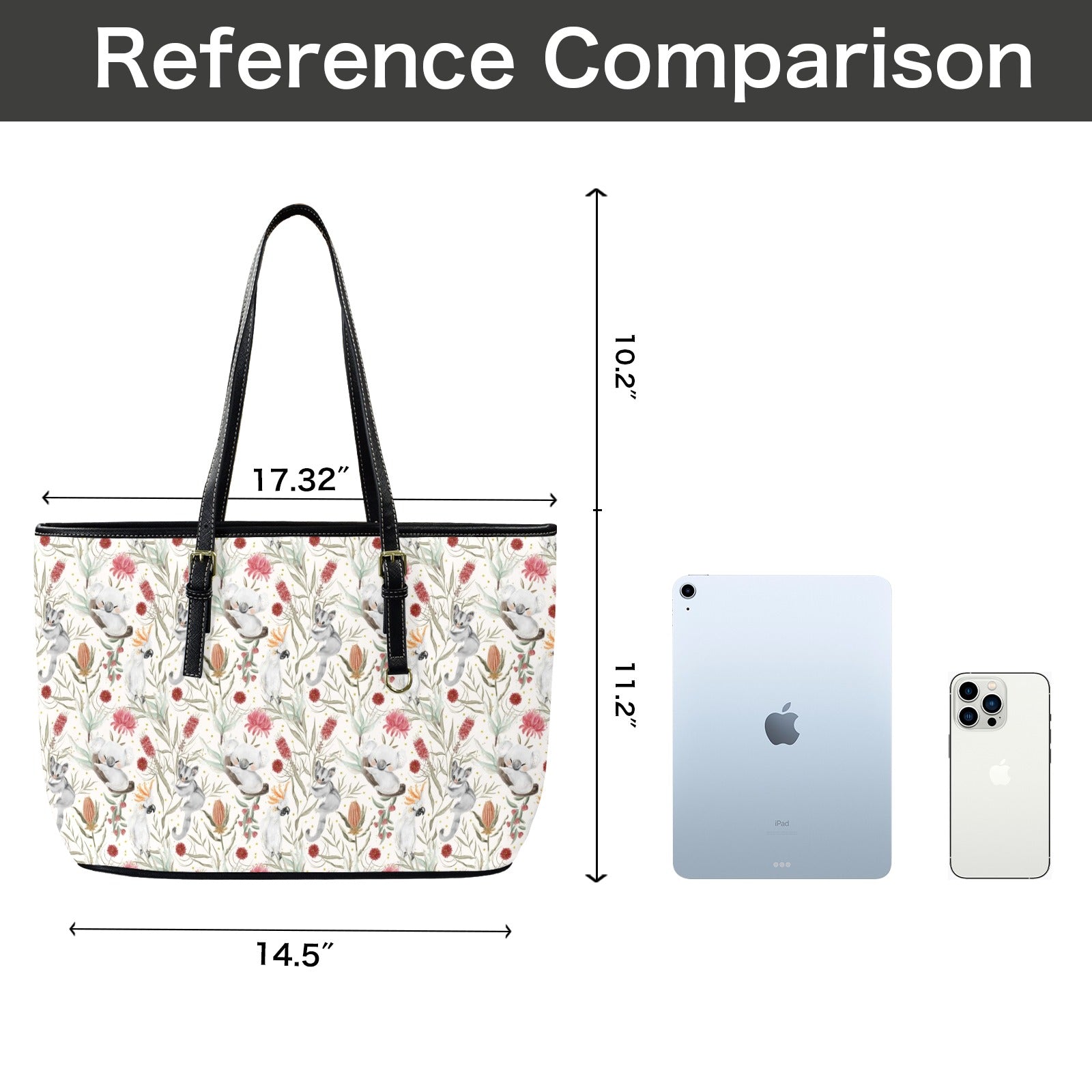 Australian Plants And Animals PU Leather Tote Bag Large