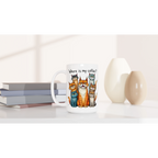 Where Is My Coffee, Cranky Cats - White 15oz Ceramic Mug 15oz Mug animal Coffee Globally Fulfilled