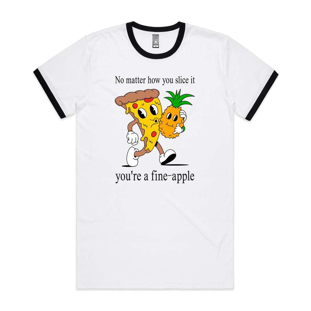 Pineapple Pizza - Staple Ringer Tee White Black Ringer T-Shirt Food Printed In Australia