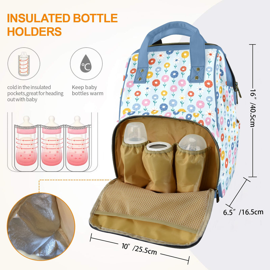 Abstract Cute Flowers Multi-Function Backpack, Nappy / Diaper Bag Multi-function Backpack, Nappy / Diaper Bag Plants Printed Offshore