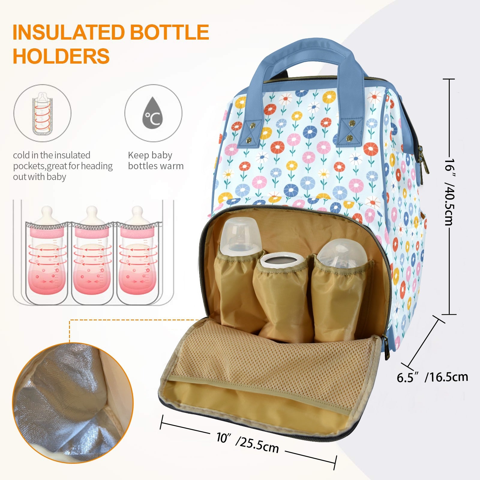 Abstract Cute Flowers Multi-Function Backpack, Nappy / Diaper Bag Multi-function Backpack, Nappy / Diaper Bag Plants Printed Offshore