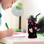 Pink Hearts - Kids Water Bottle with Chug Lid (12 oz)
