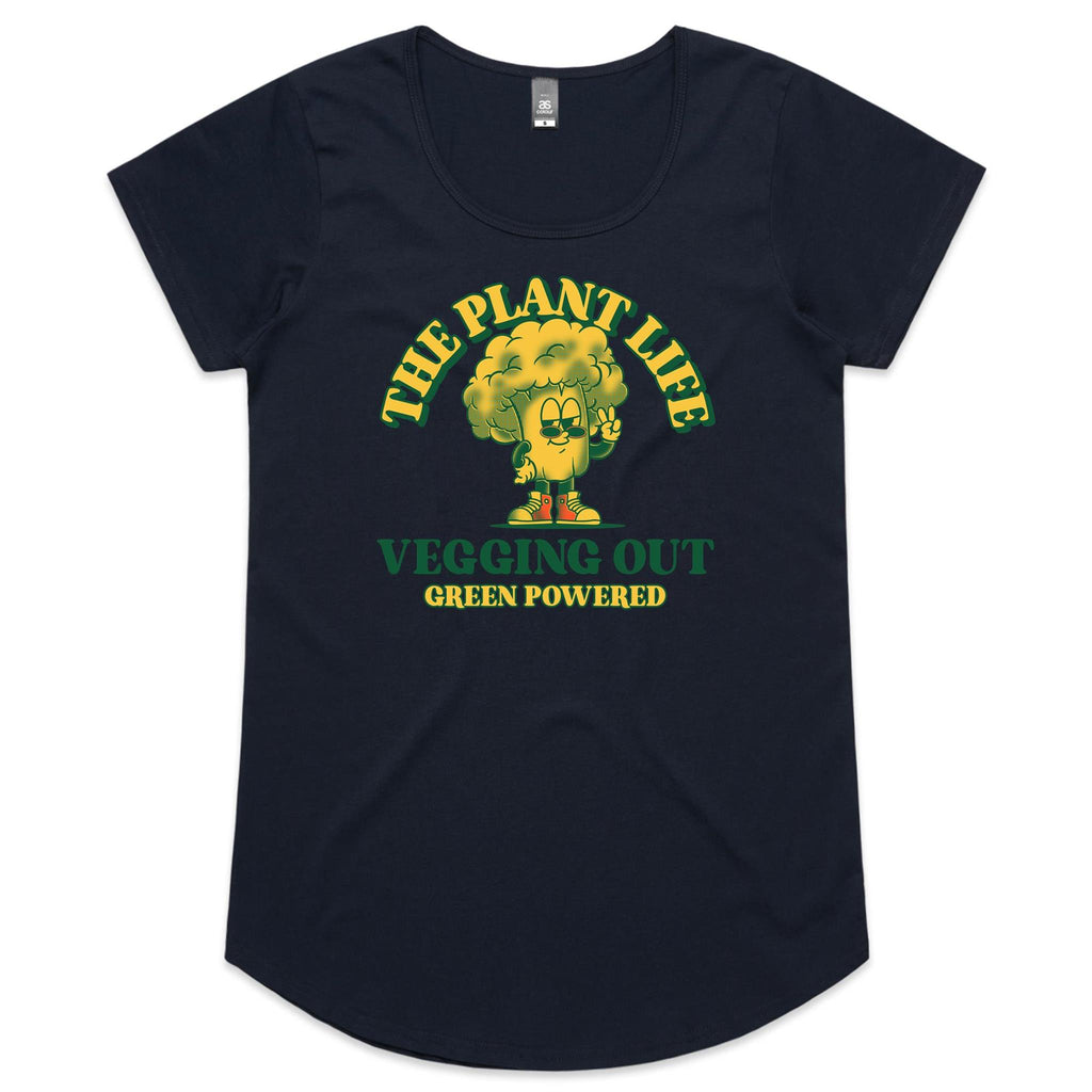 The Plant Life, Vegetarian - Womens Scoop Neck T-Shirt Navy Womens Scoop Neck T-shirt Food Printed In Australia