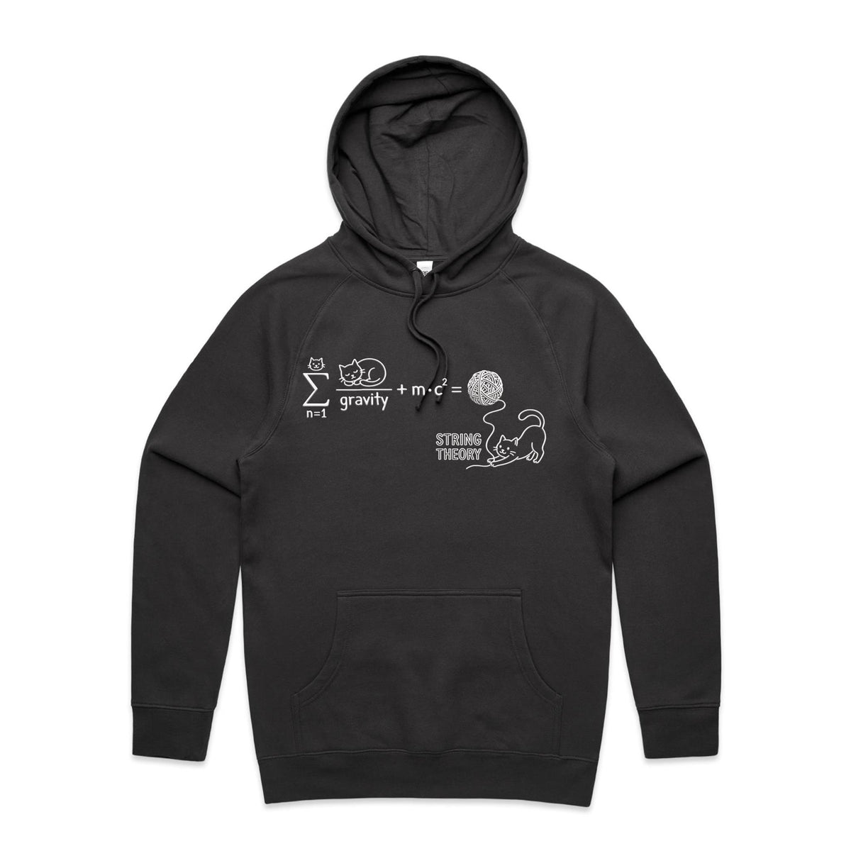 Cat String Theory Physics Men's AS Colour Hoodie Coal Mens Hoodie animal Printed In Australia Science