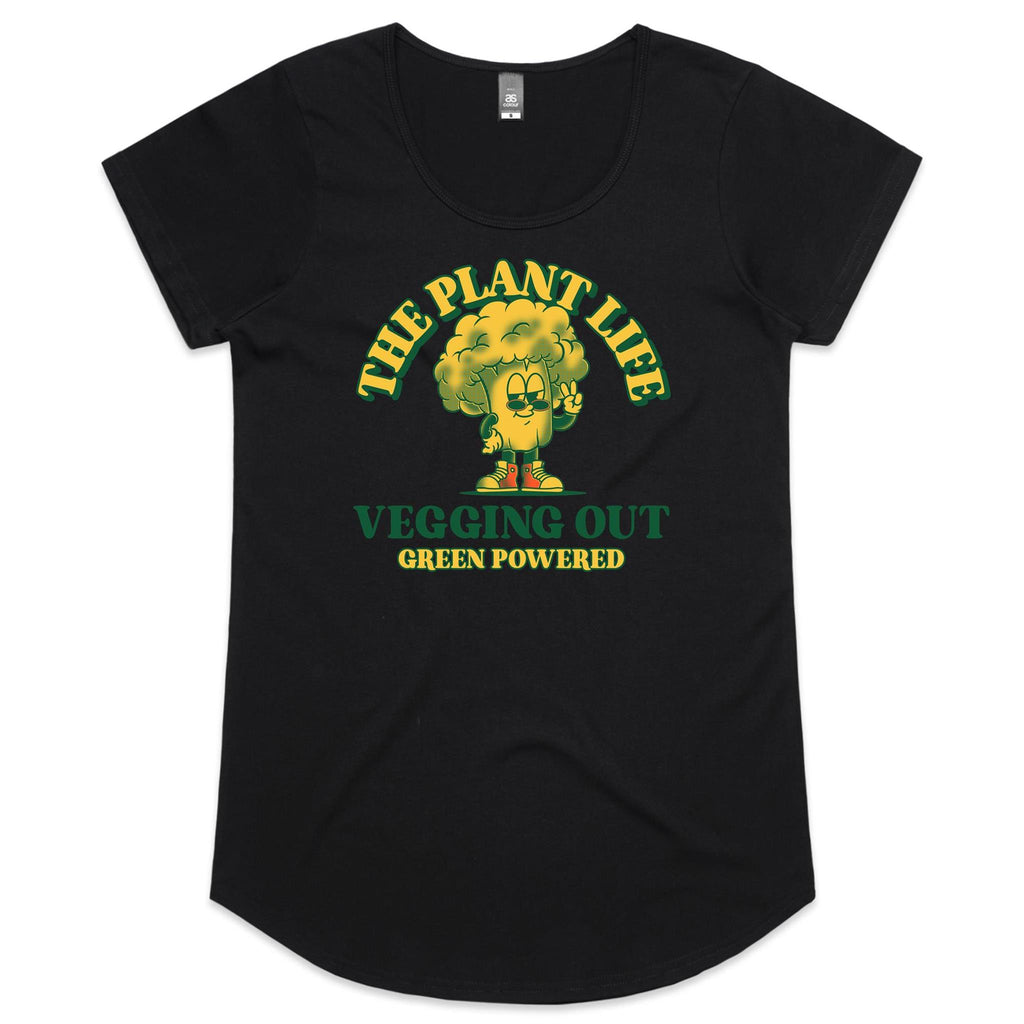 The Plant Life, Vegetarian - Womens Scoop Neck T-Shirt Black Womens Scoop Neck T-shirt Food Printed In Australia