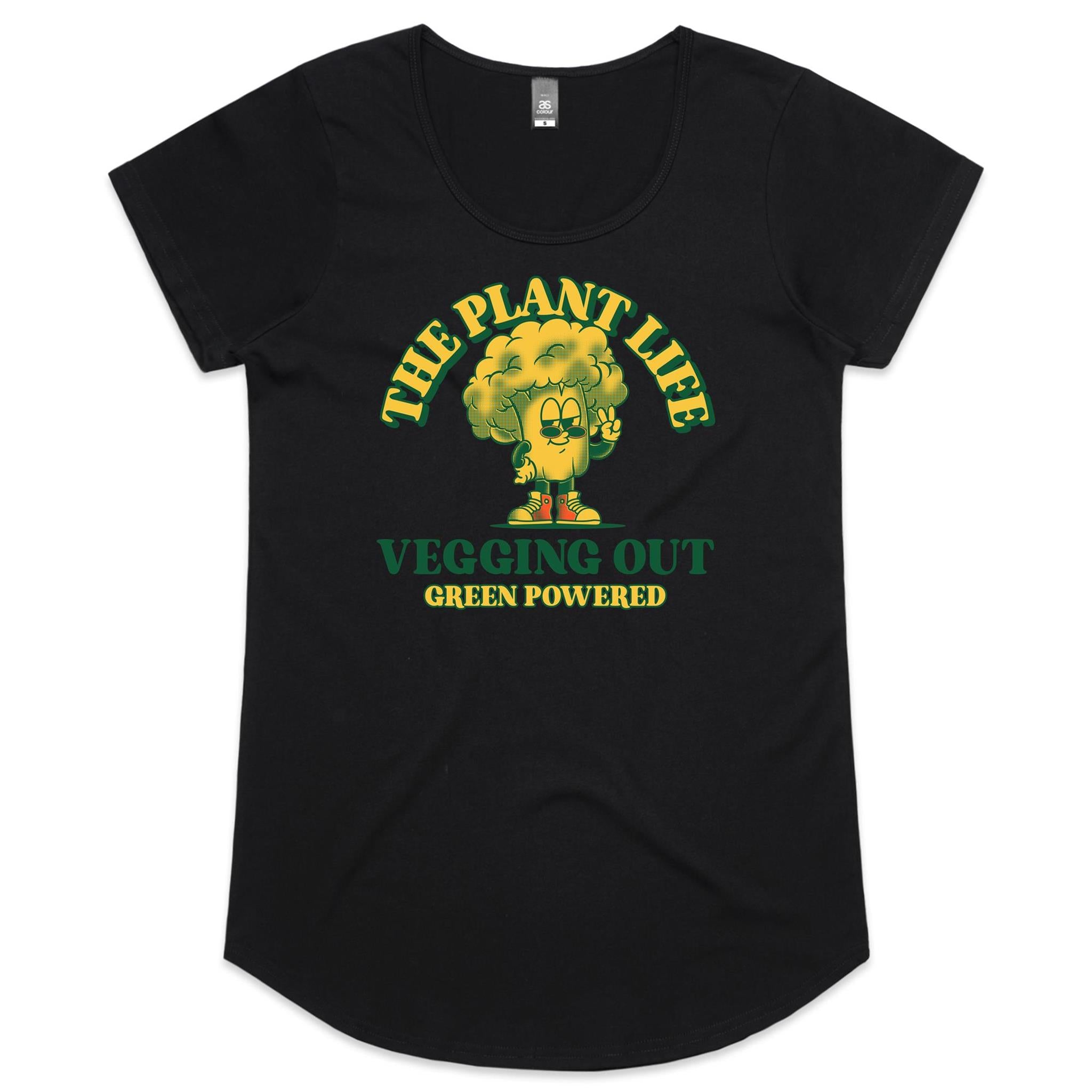 The Plant Life, Vegetarian - Womens Scoop Neck T-Shirt Black Womens Scoop Neck T-shirt Food Printed In Australia