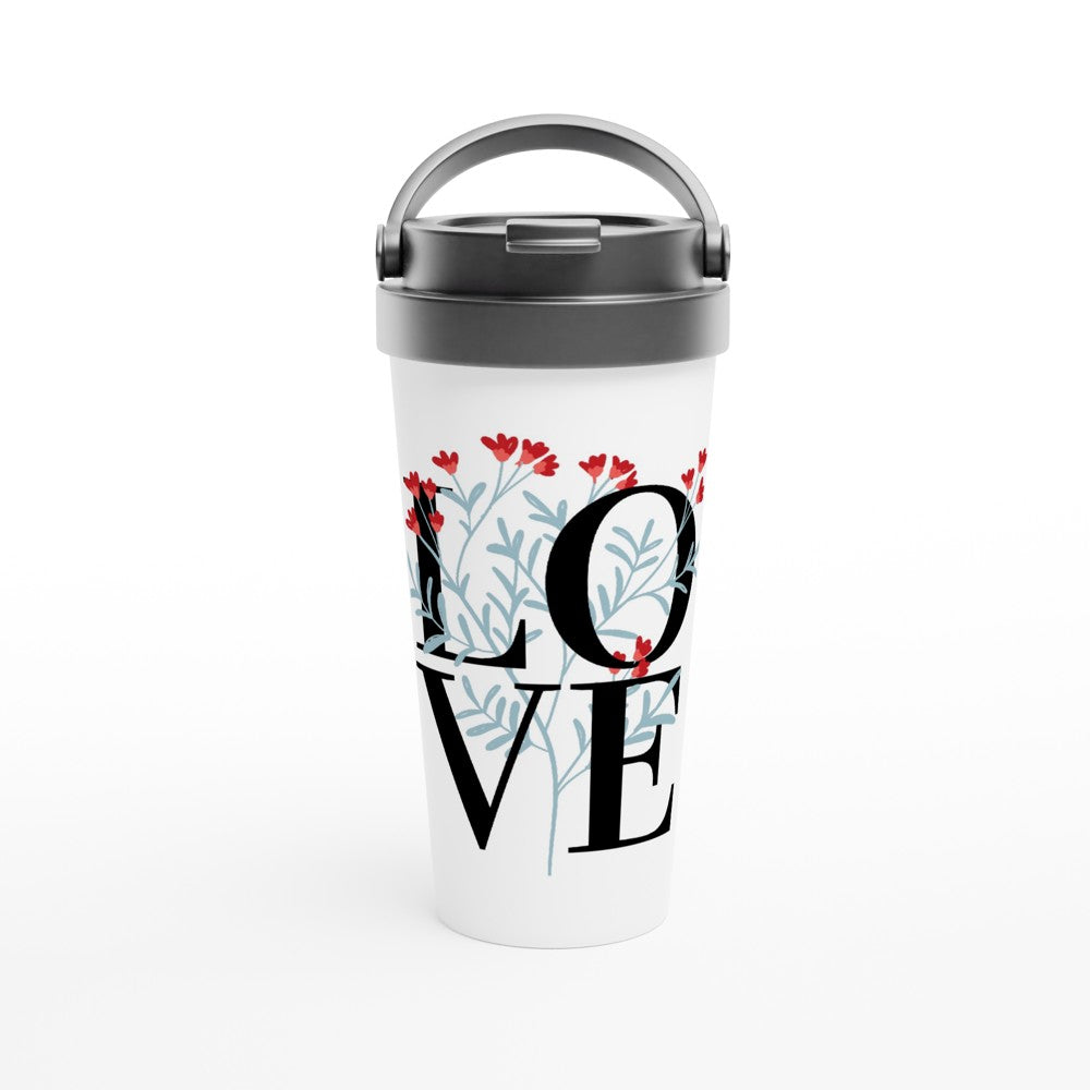 Love - White 15oz Stainless Steel Travel Mug Default Title Travel Mug Globally Fulfilled Love