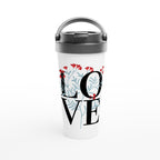 Love - White 15oz Stainless Steel Travel Mug Default Title Travel Mug Globally Fulfilled Love