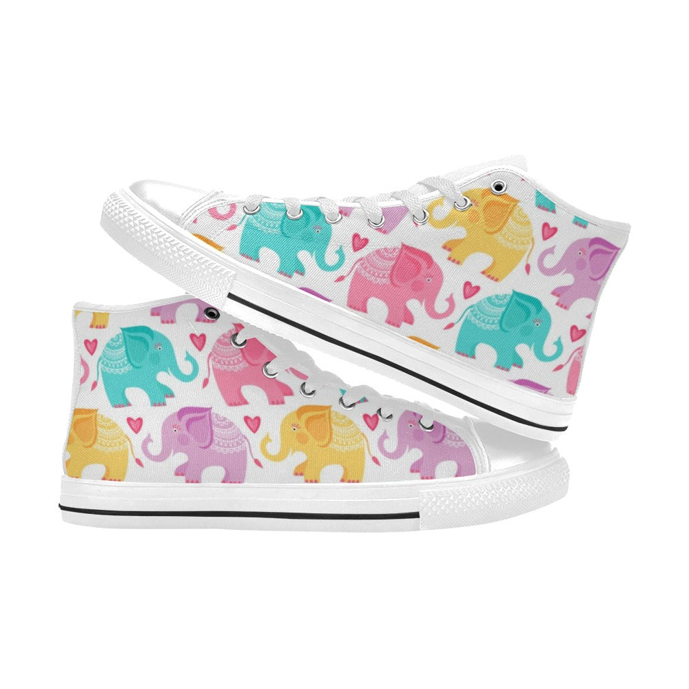 Elephant Dance - Kids High Top Canvas Shoes