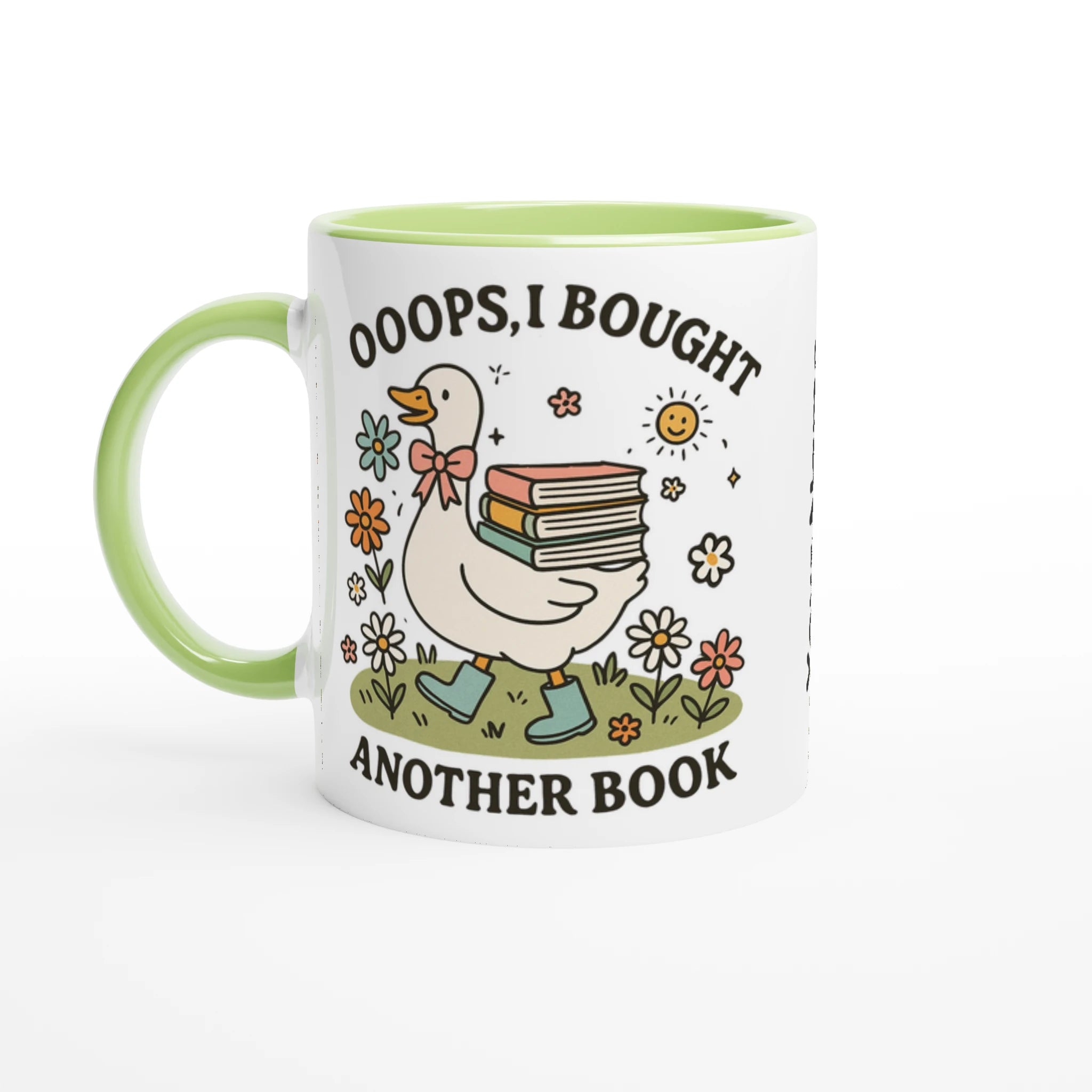 Personalised - Oops, I Bought Another Book - White 11oz Ceramic Mug with Colour Inside Ceramic Green Personalised 11oz Mug animal customise Globally Fulfilled personalise Reading