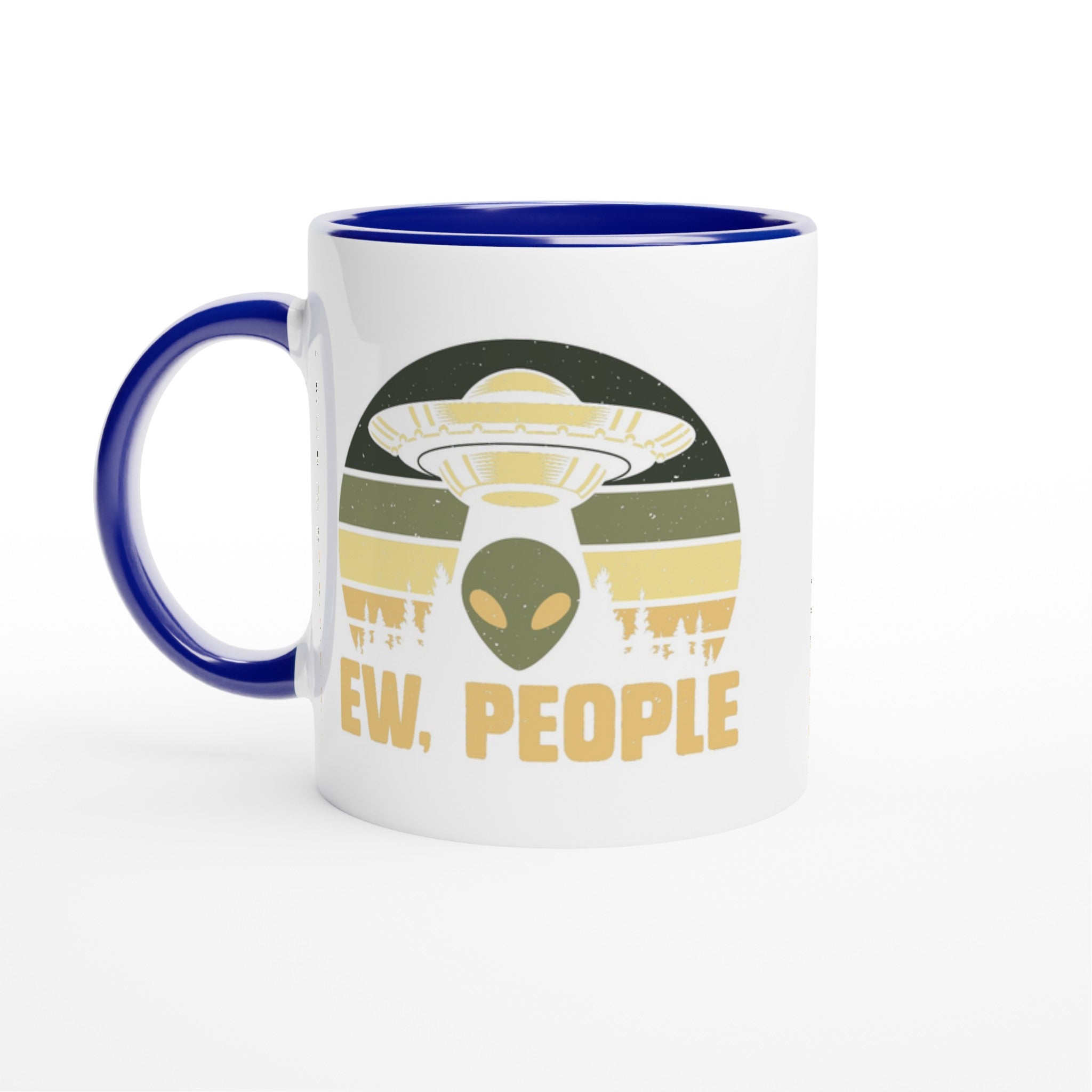 Alien Ew, People - White 11oz Ceramic Mug with Colour Inside Ceramic Blue Colour 11oz Mug Globally Fulfilled Sci Fi