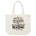 Reading Is My Therapy Shoulder Canvas Tote Bag Default Title Large Tote Bag Printed In Australia Reading