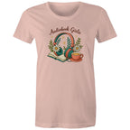 Audiobook Girlie - Womens T-shirt Pale Pink Womens T-shirt Printed In Australia Reading