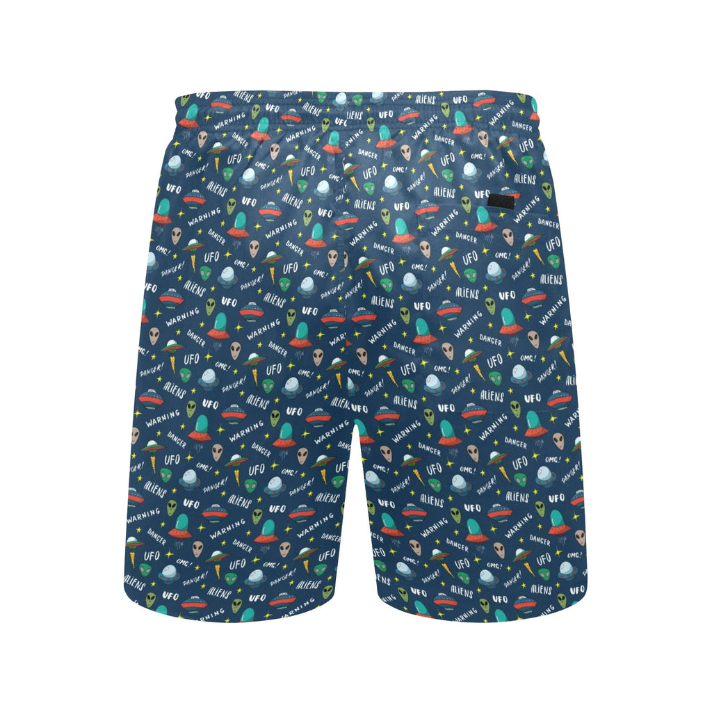 UFO's And Aliens Men's Mid-Length Beach Shorts Men's Mid-Length Beach Shorts Printed Offshore Sci Fi