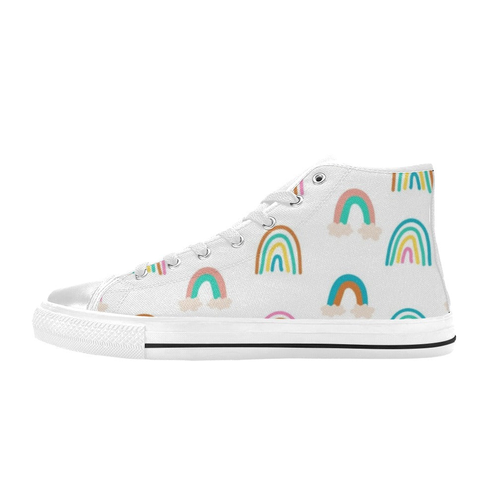 Cloud Rainbows - Kids High Top Canvas Shoes